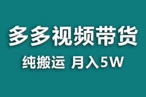 【蓝海项目】多多视频带货，靠纯搬运一个月搞5w，新手小白也能操作【揭秘】