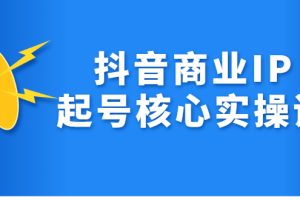 抖音商业IP起号核心实操课，带你玩转算法，流量，内容，架构，变现