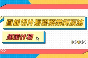 淘金之路第十期实战训练营【直播切片】，小杨哥直播切片短视频带货玩法