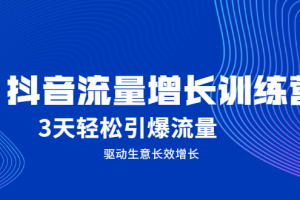 抖音流量增长训练营，3天轻松引爆流量，驱动生意长效增长