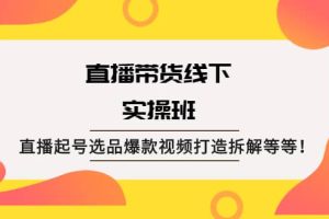 直播带货线下实操班：直播起号选品爆款视频打造拆解等等