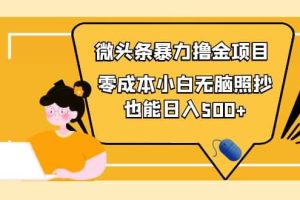 人人都能操作的微头条最新暴力撸金项目，零成本小白无脑搬运