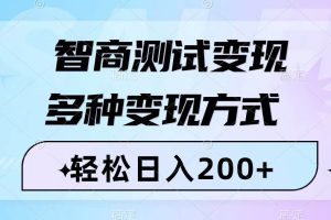 智商测试变现，轻松日入200+，几分钟一个视频，多种变现方式（附780G素材）