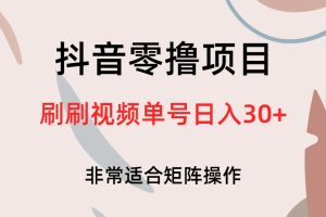 抖音零撸项目，刷刷视频单号日入30+