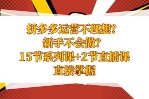 拼多多运营不理想？新手不会做？15节系列课+2节直播课，直接掌握