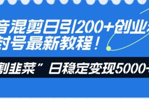 抖音混剪日引200+创业粉不封号最新教程！“割韭菜”日稳定变现5000+！