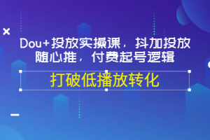 Dou+投放实操课，抖加投放，随心推，付费起号逻辑，打破低播放转化