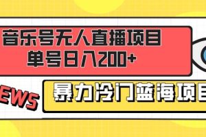 音乐号无人直播项目，单号日入200+ 妥妥暴力蓝海项目 最主要是小白也可操作