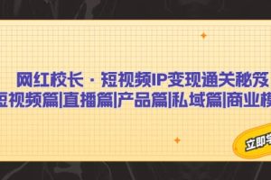 网红校长·短视频IP变现通关秘笈：短视频篇+直播篇+产品篇+私域篇+商业模式