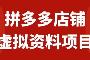 拼多多店铺虚拟项目，教科书式操作玩法，轻松月入1000+