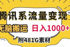 腾讯系流量变现，有播放量就有收益，无脑搬运，日入1000+（附481G素材）