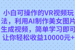 小白可操作的VR视频玩法，利用AI制作美女图片生成视频，你轻松收益10000+