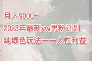 月入9000+2023年9月最新yw男粉计划绿色玩法——人性之利益