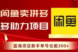 闲鱼卖拼多多助力项目，蓝海项目新手单号也能300+