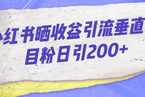 小红书晒收益图引流垂直项目粉日引200+