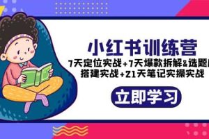 小红书训练营：7天定位实战+7天爆款拆解+选题库搭建实战+21天笔记实操实战