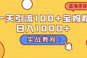 一天引流100+宝妈粉，日入1000+的蓝海项目（实战教程）