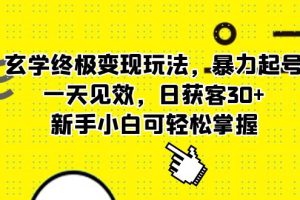 玄学终极变现玩法，暴力起号，一天见效，日获客30+，新手小白可轻松掌握