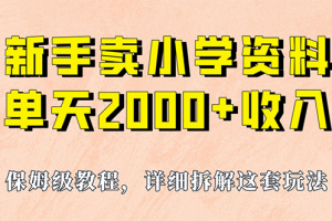 我如何通过卖小学资料，实现单天2000+，实操项目，保姆级教程+资料+工具