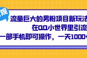 流量巨大的男粉项目新玩法，在QQ小世界里引流 一部手机即可操作，一天1000+