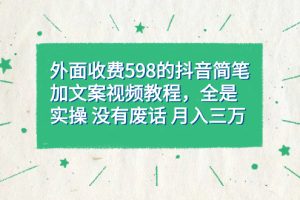 外面收费598抖音简笔加文案教程，全是实操 没有废话 月入三万（教程+资料）