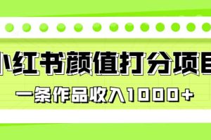 适合0基础小白的小红书颜值打分项目，一条作品收入1000+