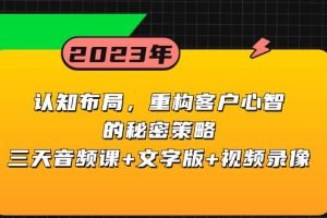 认知布局，重构客户心智的秘密策略三天音频课+文字版+视频录像