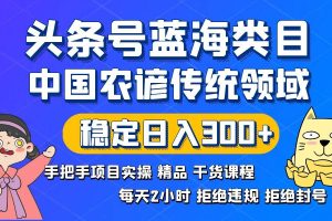 头条号蓝海类目传统和农谚领域实操精品课程拒绝违规封号稳定日入300+