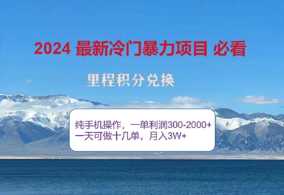 2024惊爆冷门暴利！出行高峰来袭，里程积分，高爆发期，一单300+—2000+，月入过万不是梦！