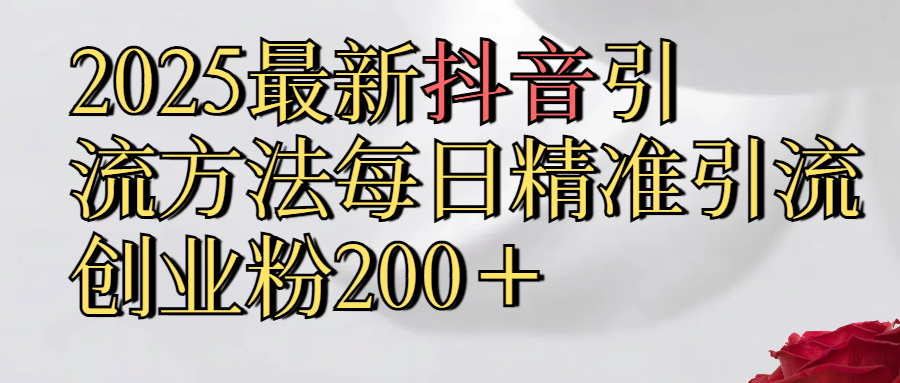 2025最新,抖音引流,方法每日精准引流创业粉300＋ - 文章缩略图