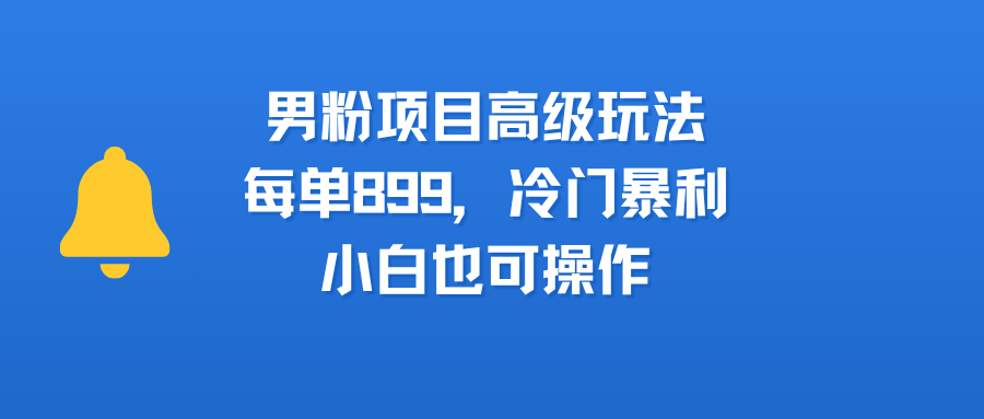 男粉项目高级玩法，每单899，冷门暴利，小白也可操作 - 文章缩略图