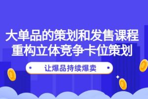 大单品的策划和发售课程：重构立体竞争卡位策划，让爆品持续爆卖